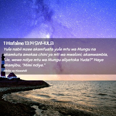 Picture 02 - 1 Wafalme 13:14 SWHULB - Yule nabii mzee akamfuata yule mtu wa Mungu na - Bible Verse Picture