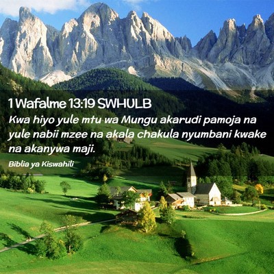 Picture 02 - 1 Wafalme 13:19 SWHULB - Kwa hiyo yule mtu wa Mungu akarudi pamoja na yule - Bible Verse Picture