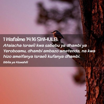 Picture 02 - 1 Wafalme 14:16 SWHULB - Ataiacha Israeli kwa sababu ya dhambi ya - Bible Verse Picture