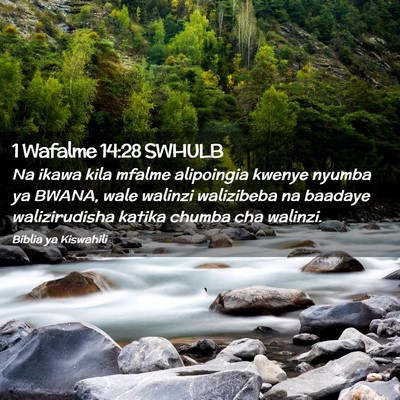 Picture 02 - 1 Wafalme 14:28 SWHULB - Na ikawa kila mfalme alipoingia kwenye nyumba ya - Bible Verse Picture