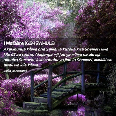 Picture 02 - 1 Wafalme 16:24 SWHULB - Akakinunua kilima cha Samaria kutoka kwa Shemeri - Bible Verse Picture