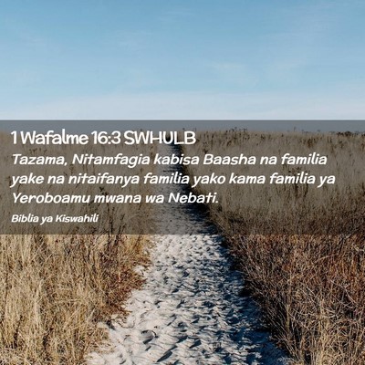 Picture 02 - 1 Wafalme 16:3 SWHULB - Tazama, Nitamfagia kabisa Baasha na familia yake - Bible Verse Picture