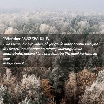 Picture 02 - 1 Wafalme 18:32 SWHULB - Kwa kutumia hayo mawe aliijenga ile madhabahu kwa - Bible Verse Picture