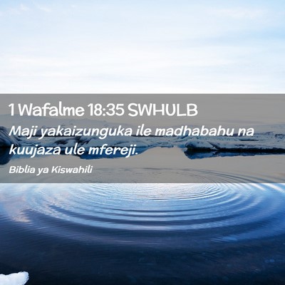 Picture 02 - 1 Wafalme 18:35 SWHULB - Maji yakaizunguka ile madhabahu na kuujaza ule - Bible Verse Picture