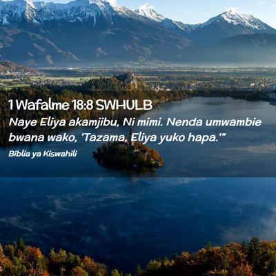 Picture 02 - 1 Wafalme 18:8 SWHULB - Naye Eliya akamjibu, Ni mimi. Nenda umwambie - Bible Verse Picture