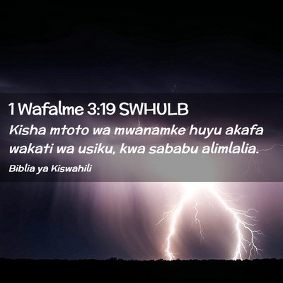 Picture 02 - 1 Wafalme 3:19 SWHULB - Kisha mtoto wa mwanamke huyu akafa wakati wa - Bible Verse Picture
