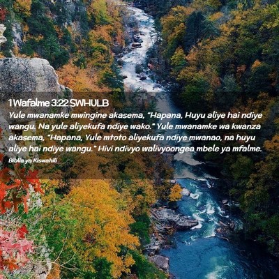 Picture 02 - 1 Wafalme 3:22 SWHULB - Yule mwanamke mwingine akasema, “Hapana, Huyu - Bible Verse Picture