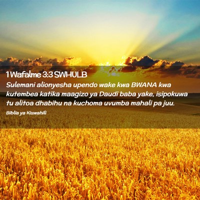 Picture 02 - 1 Wafalme 3:3 SWHULB - Sulemani alionyesha upendo wake kwa BWANA kwa - Bible Verse Picture