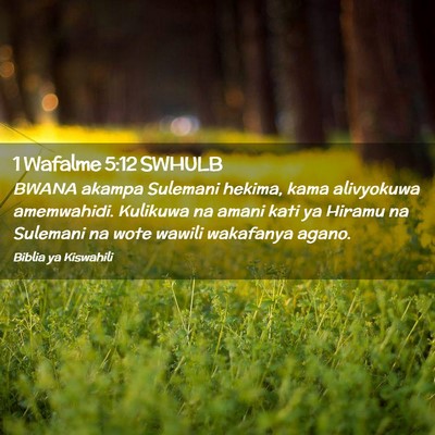 Picture 02 - 1 Wafalme 5:12 SWHULB - BWANA akampa Sulemani hekima, kama alivyokuwa - Bible Verse Picture