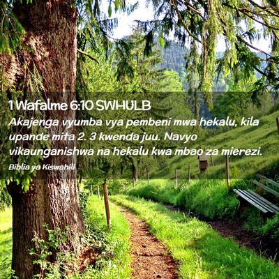 Picture 02 - 1 Wafalme 6:10 SWHULB - Akajenga vyumba vya pembeni mwa hekalu, kila - Bible Verse Picture