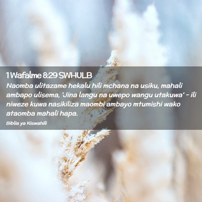 Picture 02 - 1 Wafalme 8:29 SWHULB - Naomba ulitazame hekalu hili mchana na usiku, - Bible Verse Picture