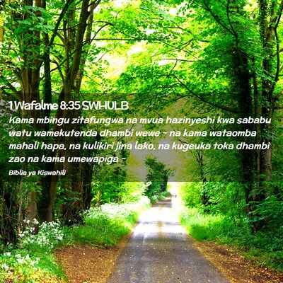 Picture 02 - 1 Wafalme 8:35 SWHULB - Kama mbingu zitafungwa na mvua hazinyeshi kwa - Bible Verse Picture
