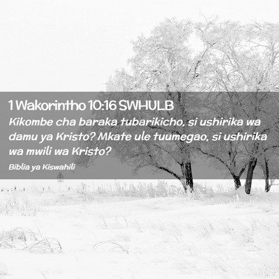 Picture 02 - 1 Wakorintho 10:16 SWHULB - Kikombe cha baraka tubarikicho, si ushirika wa - Bible Verse Picture