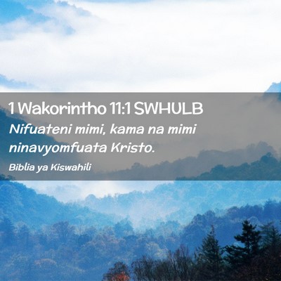 Picture 02 - 1 Wakorintho 11:1 SWHULB - Nifuateni mimi, kama na mimi ninavyomfuata - Bible Verse Picture