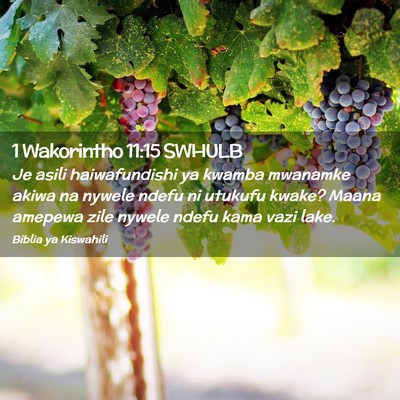 Picture 02 - 1 Wakorintho 11:15 SWHULB - Je asili haiwafundishi ya kwamba mwanamke akiwa - Bible Verse Picture