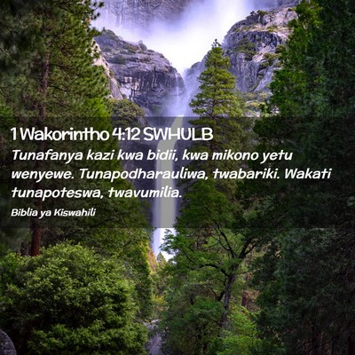 Picture 02 - 1 Wakorintho 4:12 SWHULB - Tunafanya kazi kwa bidii, kwa mikono yetu - Bible Verse Picture