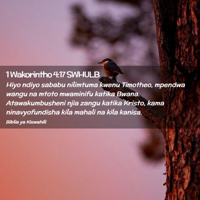 Picture 02 - 1 Wakorintho 4:17 SWHULB - Hiyo ndiyo sababu nilimtuma kwenu Timotheo, - Bible Verse Picture
