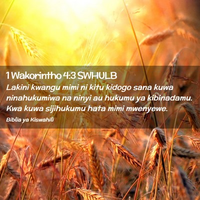 Picture 02 - 1 Wakorintho 4:3 SWHULB - Lakini kwangu mimi ni kitu kidogo sana kuwa - Bible Verse Picture