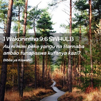 Picture 02 - 1 Wakorintho 9:6 SWHULB - Au ni mimi peke yangu na Barnaba ambao tunapaswa - Bible Verse Picture