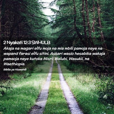 Picture 02 - 2 Nyakati 12:3 SWHULB - Akaja na magari elfu moja na mia mbili pamoja - Bible Verse Picture