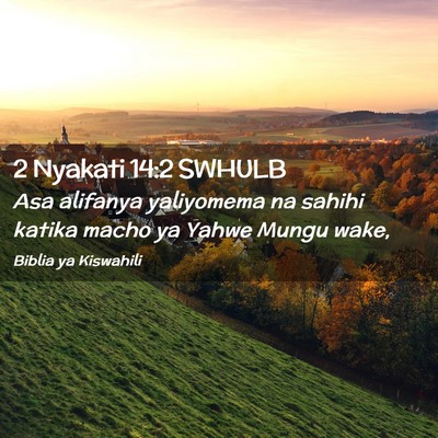 Picture 02 - 2 Nyakati 14:2 SWHULB - Asa alifanya yaliyomema na sahihi katika macho ya - Bible Verse Picture