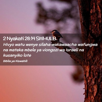 Picture 02 - 2 Nyakati 28:14 SWHULB - Hivyo watu wenye silaha wakawaacha wafungwa na - Bible Verse Picture