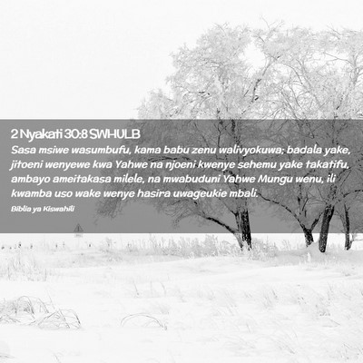 Picture 02 - 2 Nyakati 30:8 SWHULB - Sasa msiwe wasumbufu, kama babu zenu walivyokuwa; - Bible Verse Picture