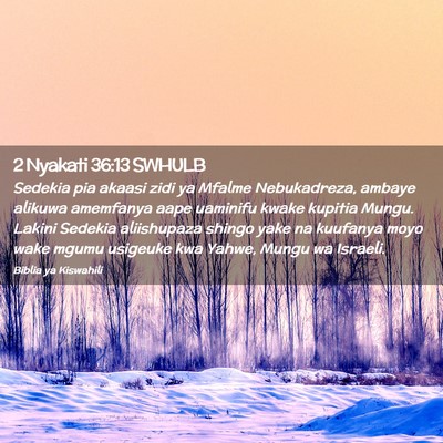 Picture 02 - 2 Nyakati 36:13 SWHULB - Sedekia pia akaasi zidi ya Mfalme Nebukadreza, - Bible Verse Picture