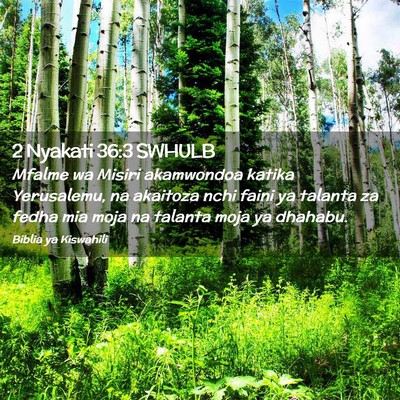 Picture 02 - 2 Nyakati 36:3 SWHULB - Mfalme wa Misiri akamwondoa katika Yerusalemu, na - Bible Verse Picture