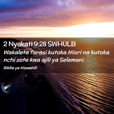 Picture 02 - 2 Nyakati 9:28 SWHULB - Wakaleta farasi kutoka Misri na kutoka nchi zote - Bible Verse Picture