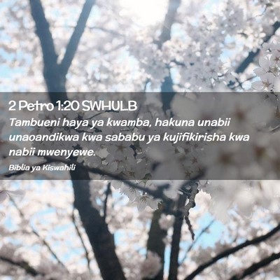 Picture 02 - 2 Petro 1:20 SWHULB - Tambueni haya ya kwamba, hakuna unabii - Bible Verse Picture