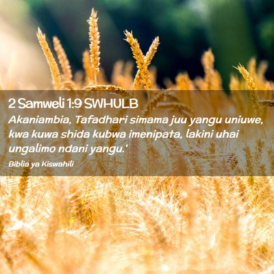 Picture 02 - 2 Samweli 1:9 SWHULB - Akaniambia, Tafadhari simama juu yangu uniuwe, - Bible Verse Picture