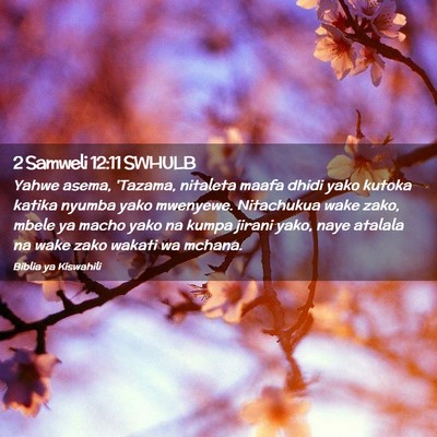 Picture 02 - 2 Samweli 12:11 SWHULB - Yahwe asema, 'Tazama, nitaleta maafa dhidi yako - Bible Verse Picture