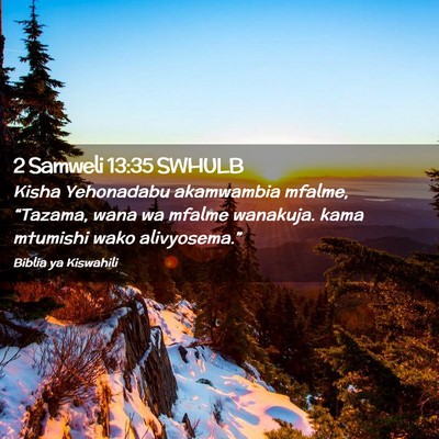 Picture 02 - 2 Samweli 13:35 SWHULB - Kisha Yehonadabu akamwambia mfalme, “Tazama, - Bible Verse Picture