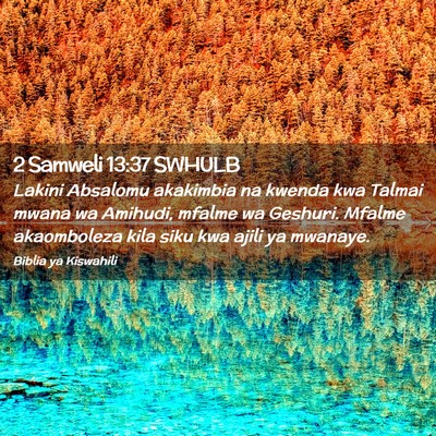 Picture 02 - 2 Samweli 13:37 SWHULB - Lakini Absalomu akakimbia na kwenda kwa Talmai - Bible Verse Picture
