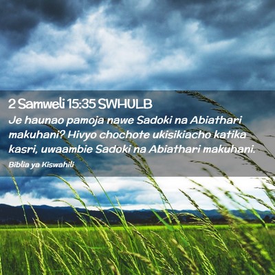 Picture 02 - 2 Samweli 15:35 SWHULB - Je haunao pamoja nawe Sadoki na Abiathari - Bible Verse Picture
