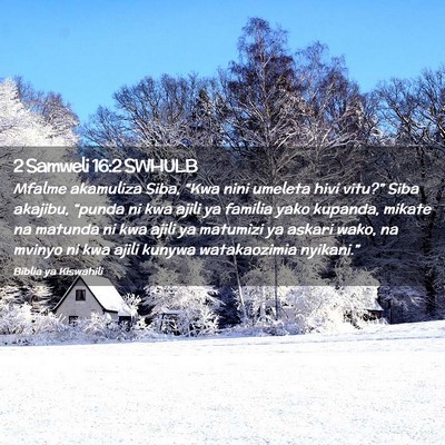 Picture 02 - 2 Samweli 16:2 SWHULB - Mfalme akamuliza Siba, “Kwa nini umeleta hivi - Bible Verse Picture
