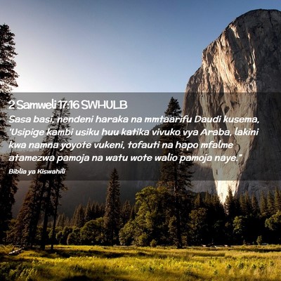 Picture 02 - 2 Samweli 17:16 SWHULB - Sasa basi, nendeni haraka na mmtaarifu Daudi - Bible Verse Picture