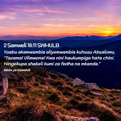 Picture 02 - 2 Samweli 18:11 SWHULB - Yoabu akamwambia aliyemwambia kuhusu Absalomu, - Bible Verse Picture