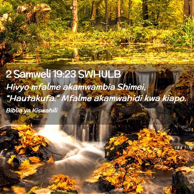 Picture 02 - 2 Samweli 19:23 SWHULB - Hivyo mfalme akamwambia Shimei, “Hautakufa.” - Bible Verse Picture