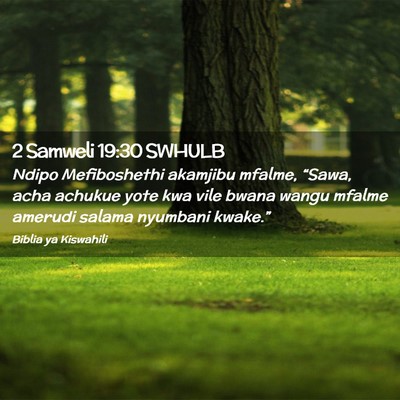 Picture 02 - 2 Samweli 19:30 SWHULB - Ndipo Mefiboshethi akamjibu mfalme, “Sawa, acha - Bible Verse Picture