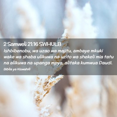 Picture 02 - 2 Samweli 21:16 SWHULB - Ishbibenobu, wa uzao wa majitu, ambaye mkuki wake - Bible Verse Picture
