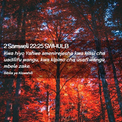 Picture 02 - 2 Samweli 22:25 SWHULB - Kwa hiyo Yahwe amenirejesha kwa kiasi cha - Bible Verse Picture