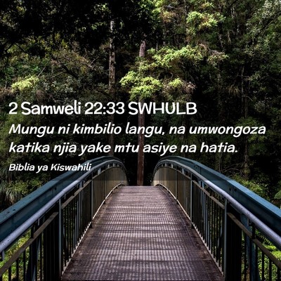 Picture 02 - 2 Samweli 22:33 SWHULB - Mungu ni kimbilio langu, na umwongoza katika njia - Bible Verse Picture