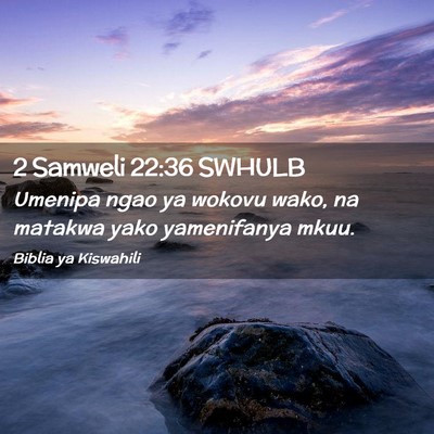 Picture 02 - 2 Samweli 22:36 SWHULB - Umenipa ngao ya wokovu wako, na matakwa yako - Bible Verse Picture