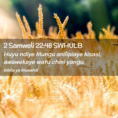 Picture 02 - 2 Samweli 22:48 SWHULB - Huyu ndiye Mungu anilipiaye kisasi, awawekaye - Bible Verse Picture