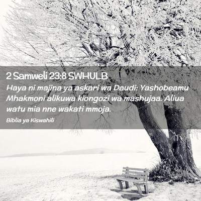 Picture 02 - 2 Samweli 23:8 SWHULB - Haya ni majina ya askari wa Daudi: Yashobeamu - Bible Verse Picture