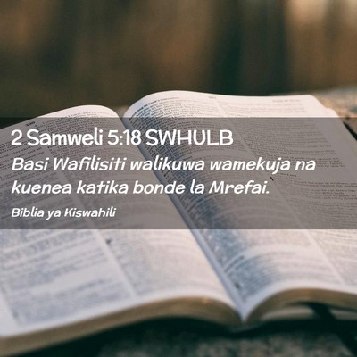 Picture 02 - 2 Samweli 5:18 SWHULB - Basi Wafilisiti walikuwa wamekuja na kuenea - Bible Verse Picture