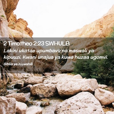 Picture 02 - 2 Timotheo 2:23 SWHULB - Lakini ukatae upumbavu na maswali ya kipuuzi. - Bible Verse Picture
