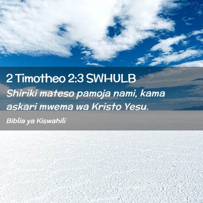Picture 02 - 2 Timotheo 2:3 SWHULB - Shiriki mateso pamoja nami, kama askari mwema wa - Bible Verse Picture